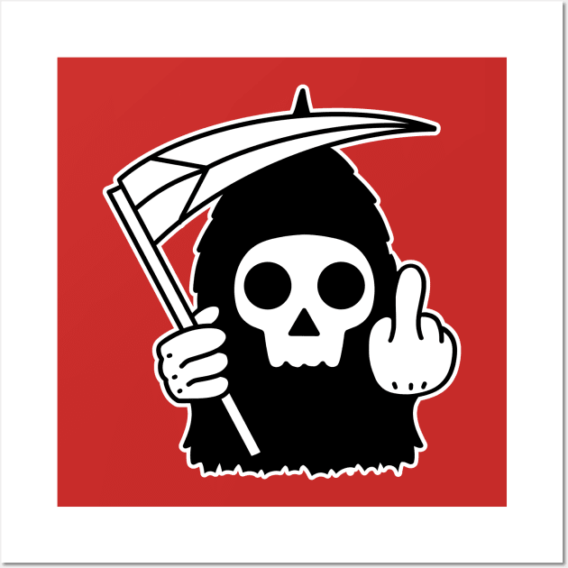 Cute Grim Reaper With Middle Finger Wall Art by DRIPCRIME Y2K